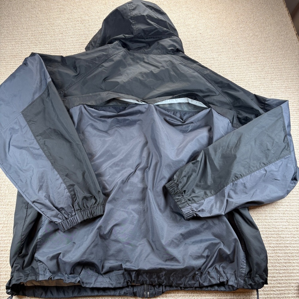 Columbia Windbreaker Mens XXL Rain Jacket Black Gray Packable Gorpcore Hiking - Picture 4 of 15